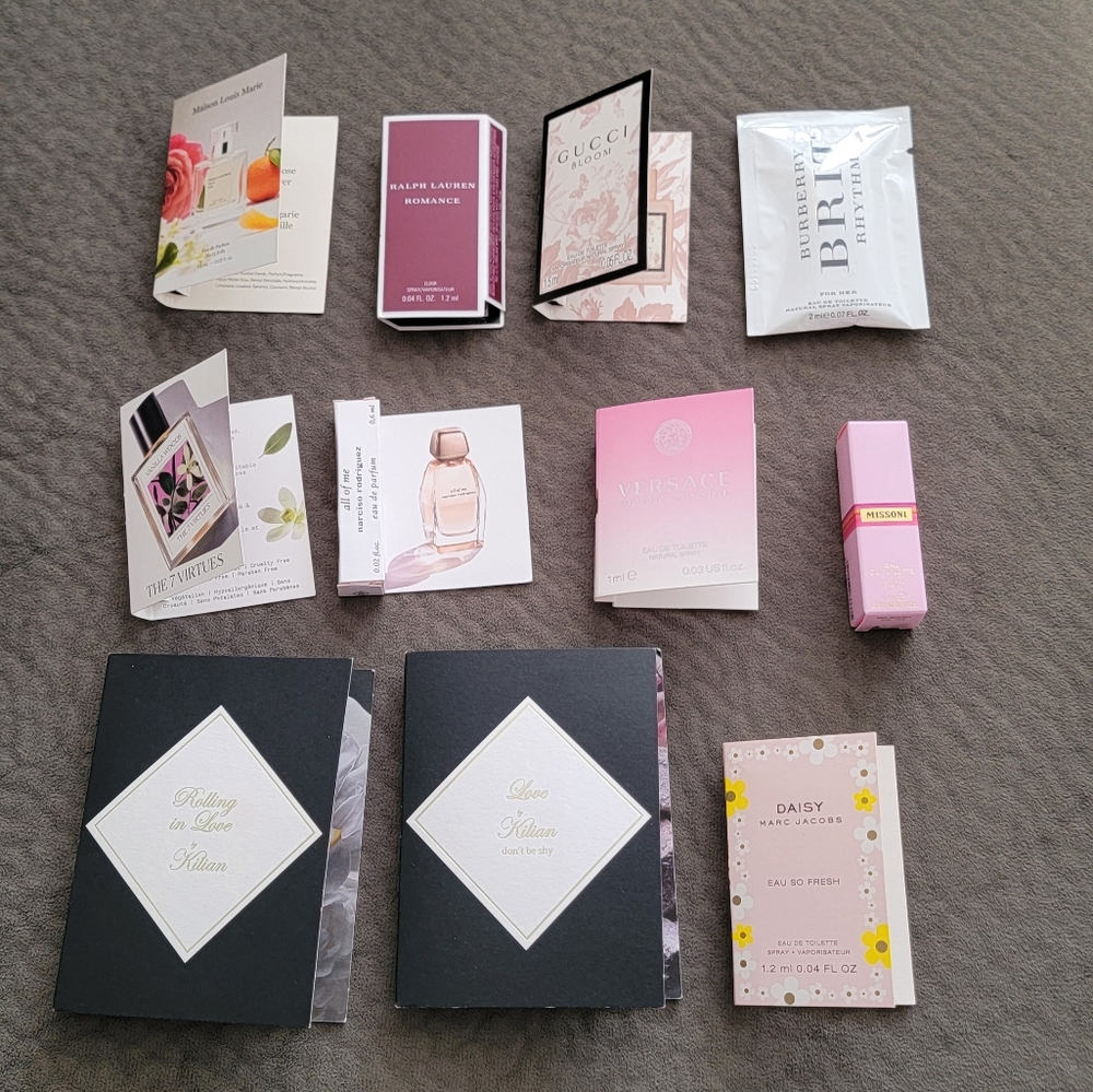 Bundle of 11 perfume fragrance  travel size samples: burberry, versace, missoni